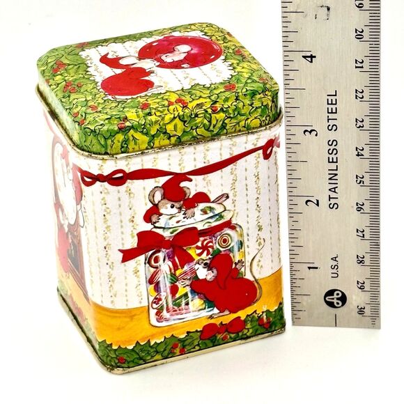 Vintage Jasco Christmas Mice Metal Tin Wicks ‘N Tins - Picture 5 of 8